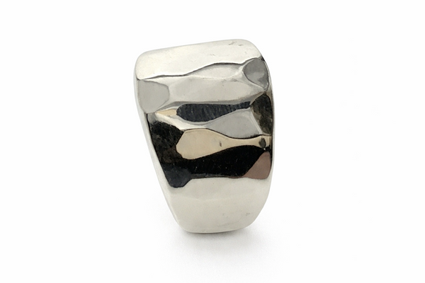 Hammered 14mm Dome Sterling Silver Ring - Size 8