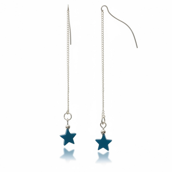 Turquoise Threader Star Chain Sterling Silver Earring
