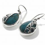 Turquoise Half  Sterling Silver Lattice Earring