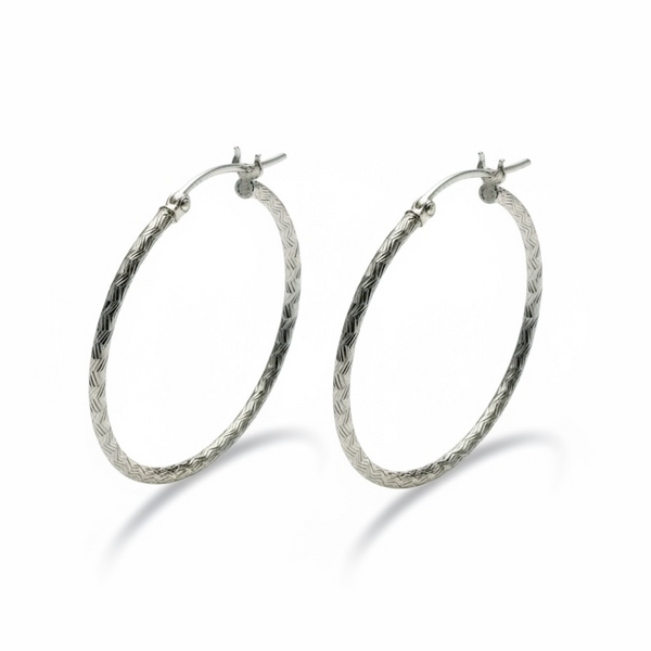 Hoop Textured Sterling Silver Hoop Earrings