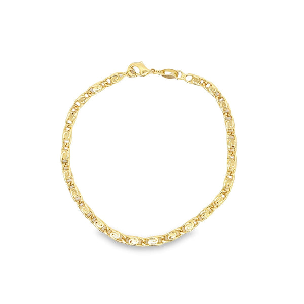 Gold Filled 18k Flat Mariner Link Bracelet (H199A/I566/E267)
