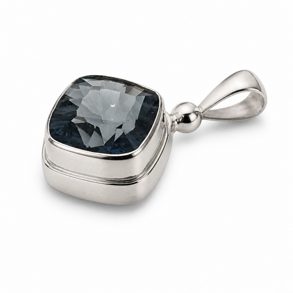 Blue Cubic Zirconia Sterling Silver Pendant