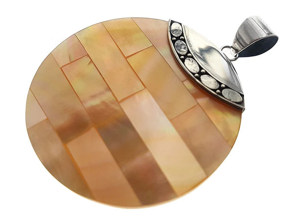 Shell Round .925 Silver Pendant - Mosaic pearl