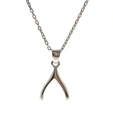 Sterling Silver Wishbone Necklace - Good Luck Charm Pendant