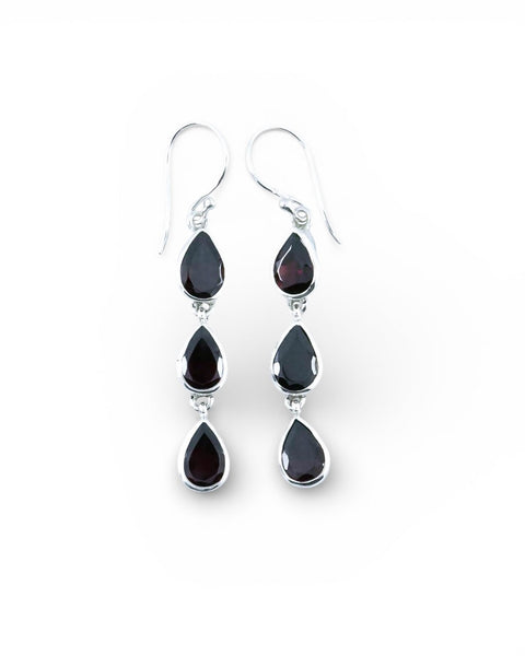 Garnet Sterling Silver Earrings