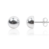 Half 8mm Ball Sterling Silver Earrings
