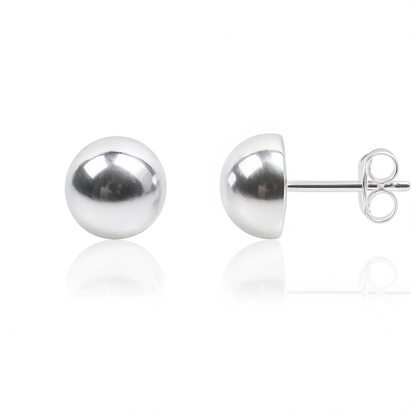 Half 8mm Ball Sterling Silver Earrings