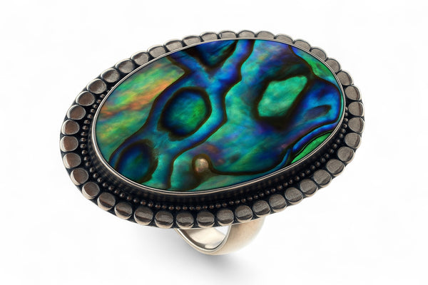 Paua Oval Framed .925 Sterling Silver Ring