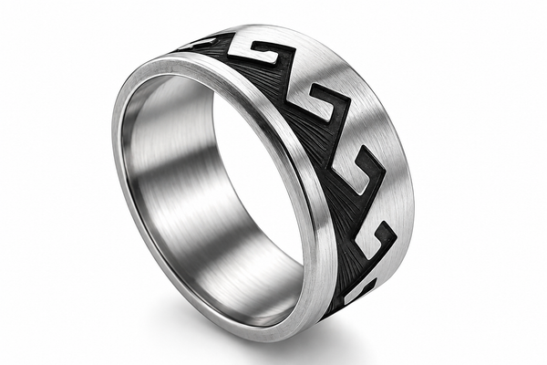 Oxidised Wave Squares Sterling Silver Ring