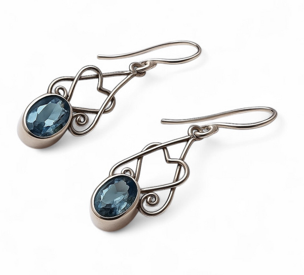 Silver 925 Heart With Round Blue Topaz