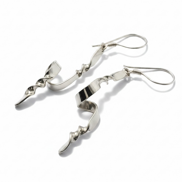 Jagged Twisted .925 Sterling Silver Earrings