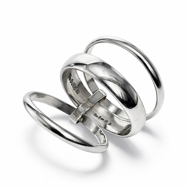 Hinged Three Tier Sterling Silver Ring