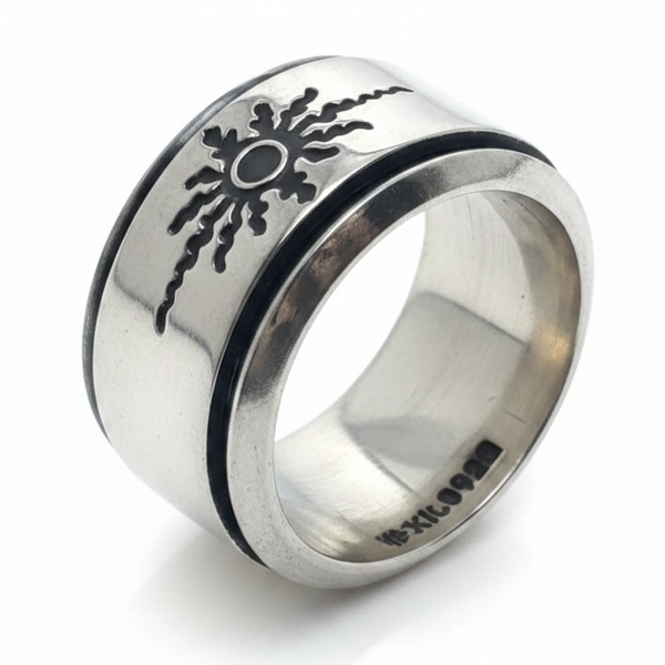 Sun Spinning design .925 sterling silver ring