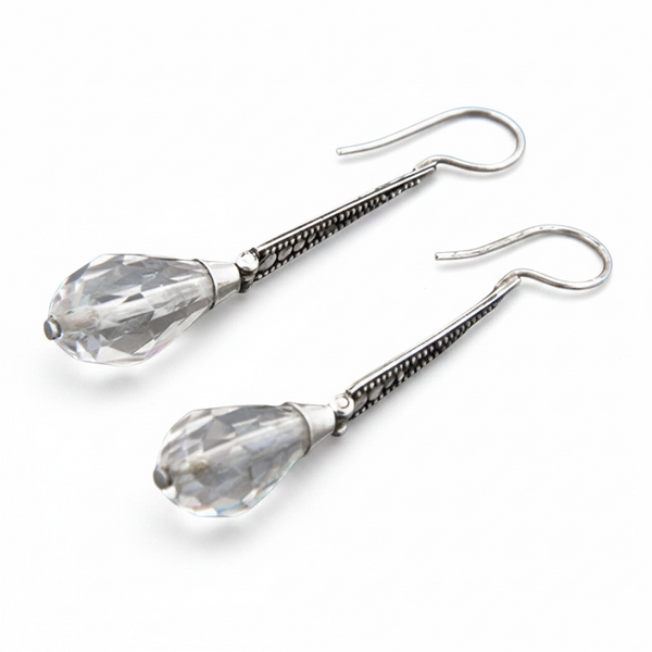 Crystal Faceted .925 sterling silver earring