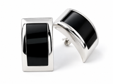 Onyx Curved Sterling Silver Earrings