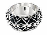 Heart Double 12mm Sterling Silver Band