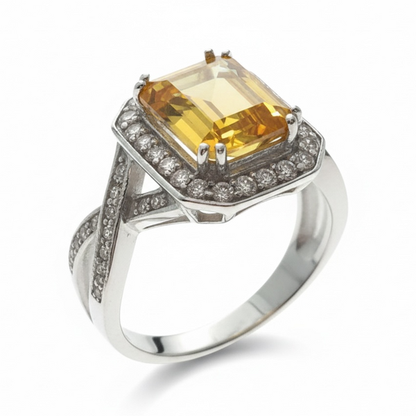 Yellow Cubic Zirconia .925 Sterling Silver Ring