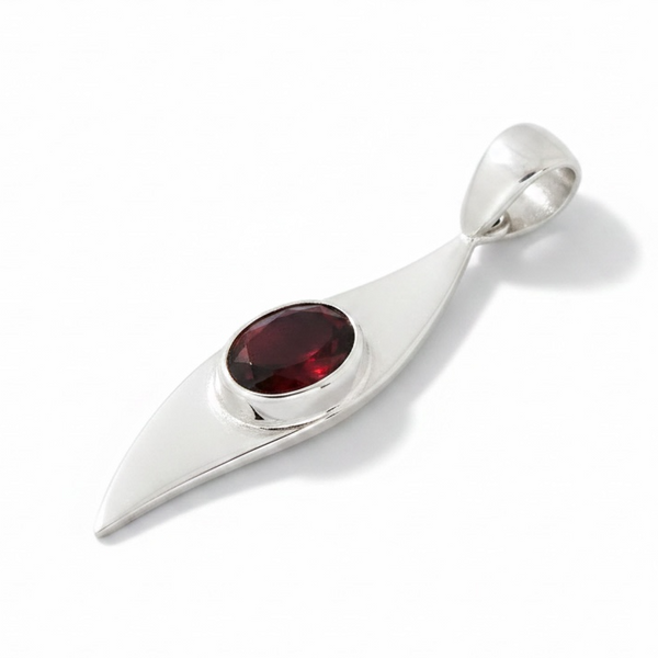 Garnet Sterling Silver Pendant
