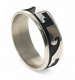 Oxidised Wave 8mm Sterling Silver Band
