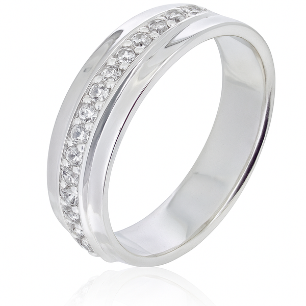 Crystal 5mm Sterling Silver Band