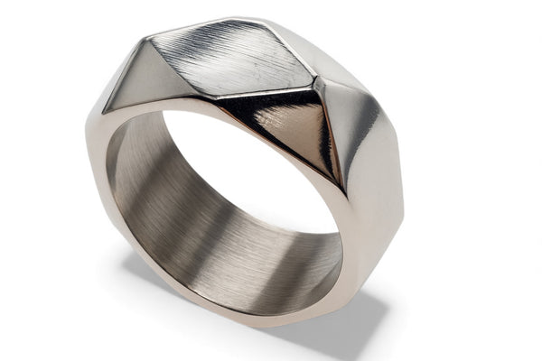 Diamond Dented Sterling Silver Band