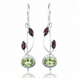 Peridot / Garnet Sterling Silver Earrings