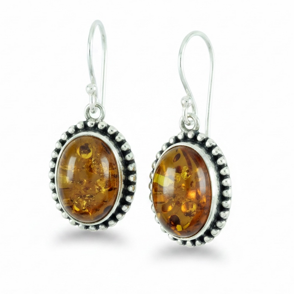 Amber Sterling Silver Earrings
