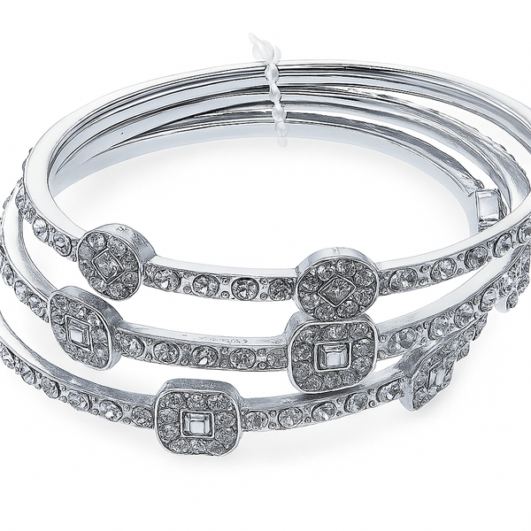 Rhinestone crystal bangle 3 pces