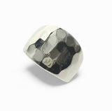 Hammered 17mm Sloped Sterling Silver Ring