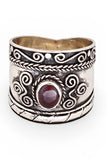 Garnet Balinese Sterling Silver Ring