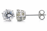 Cubic Zirconia 7mm Sterling Silver Stud Earrings - Brilliant Cut CZ