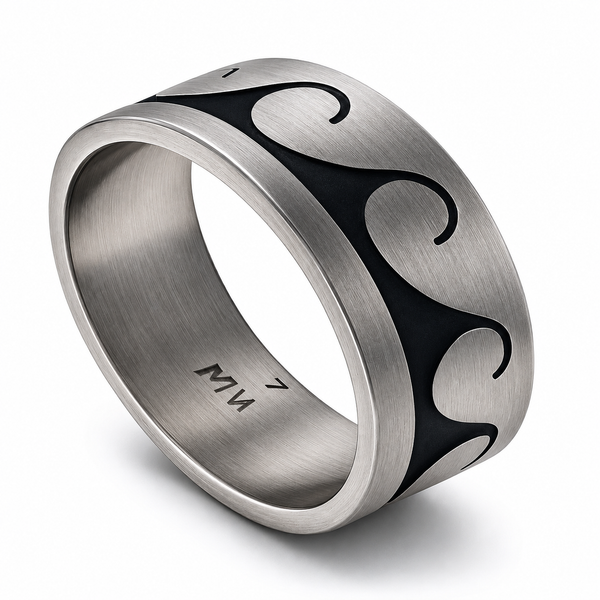 Oxidised Wave Matte Sterling Silver Ring