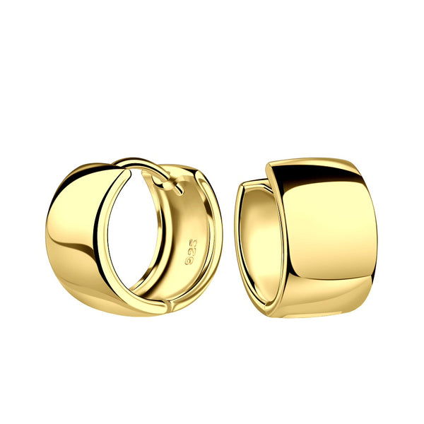 Gold Plated 8x13mm Sterling Silver Huggie Earrings - 20719