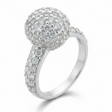 Cubic Zirconia Sterling Silver Ball Ring