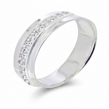 Crystal 5mm Sterling Silver Band