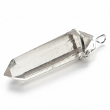 Crystal Quartz Clear Double Terminated Silver Plated Pendant