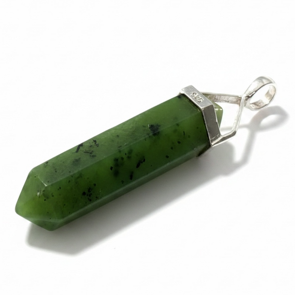 Crystal Jade Double Terminated Point .925 Sterling Silver Pendant