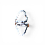 Wire Double Hear Wrap Sterling Silver Ring