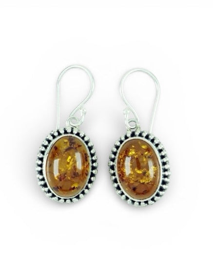Amber Sterling Silver Earrings