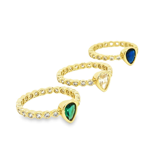 Gold Filled 18k Teardrop and CZ Ring Band (D131)