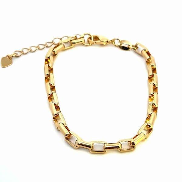 Gold Filled 18K Rounded 4mm Box Chain Bracelet (H176)