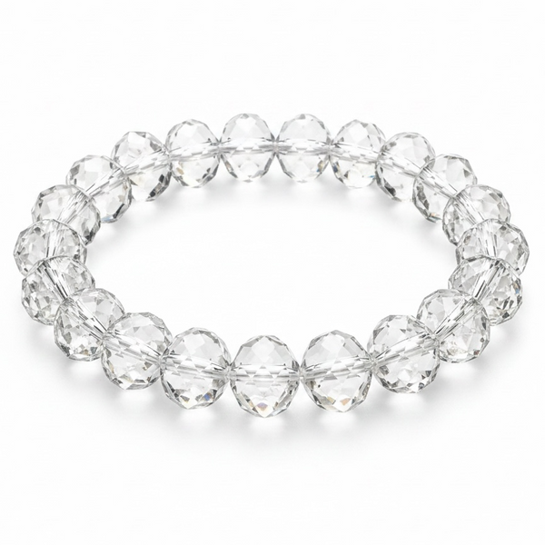 Crystal 9mm Stretchy Oval Faceted Bead Bracelet