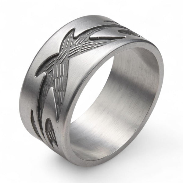Oxidised Tattoo Sterling Silver Band