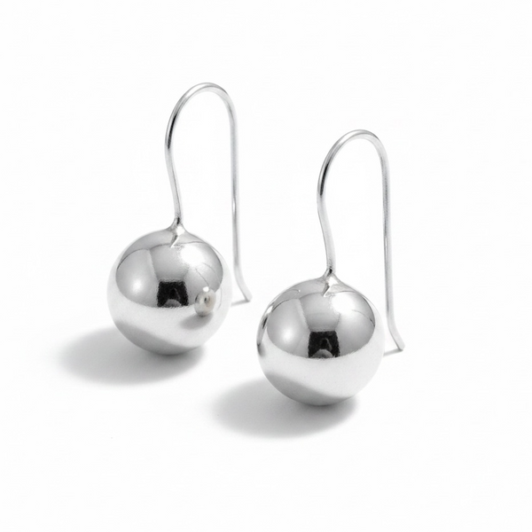 Ball Drop 8mm Sterling Silver Earrings