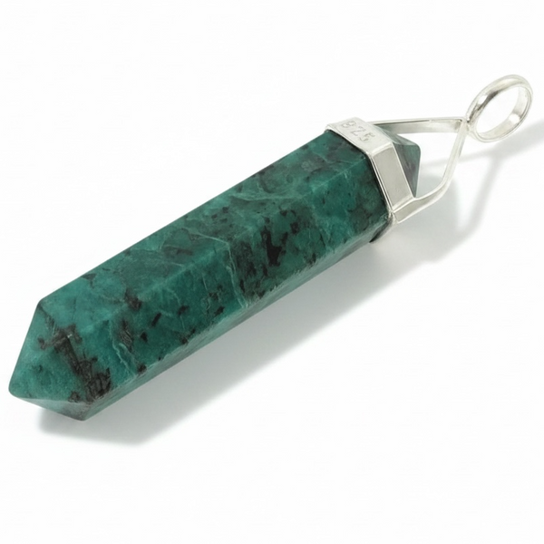Crystal African Turquoise Double Terminated .925 Sterling Silver Pendant