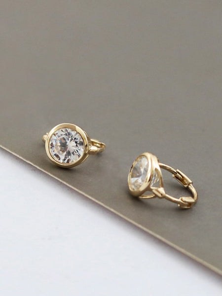 GP 925 Sterling Silver Cubic Zirconia Geometric Minimalist Huggie Earring