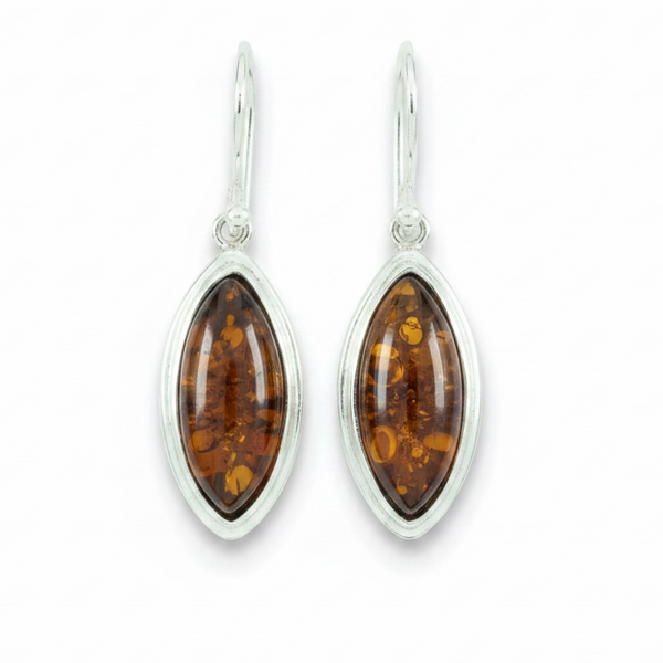 Amber Sterling Silver Drop Earrings