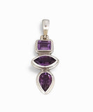 Amethyst Triple Drop Sterling Silver Pendant