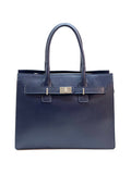Italian Structured Italian Leather Belted Satchel