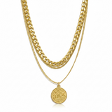 Stainless Steel Medallion Statement Multi Strand Necklace